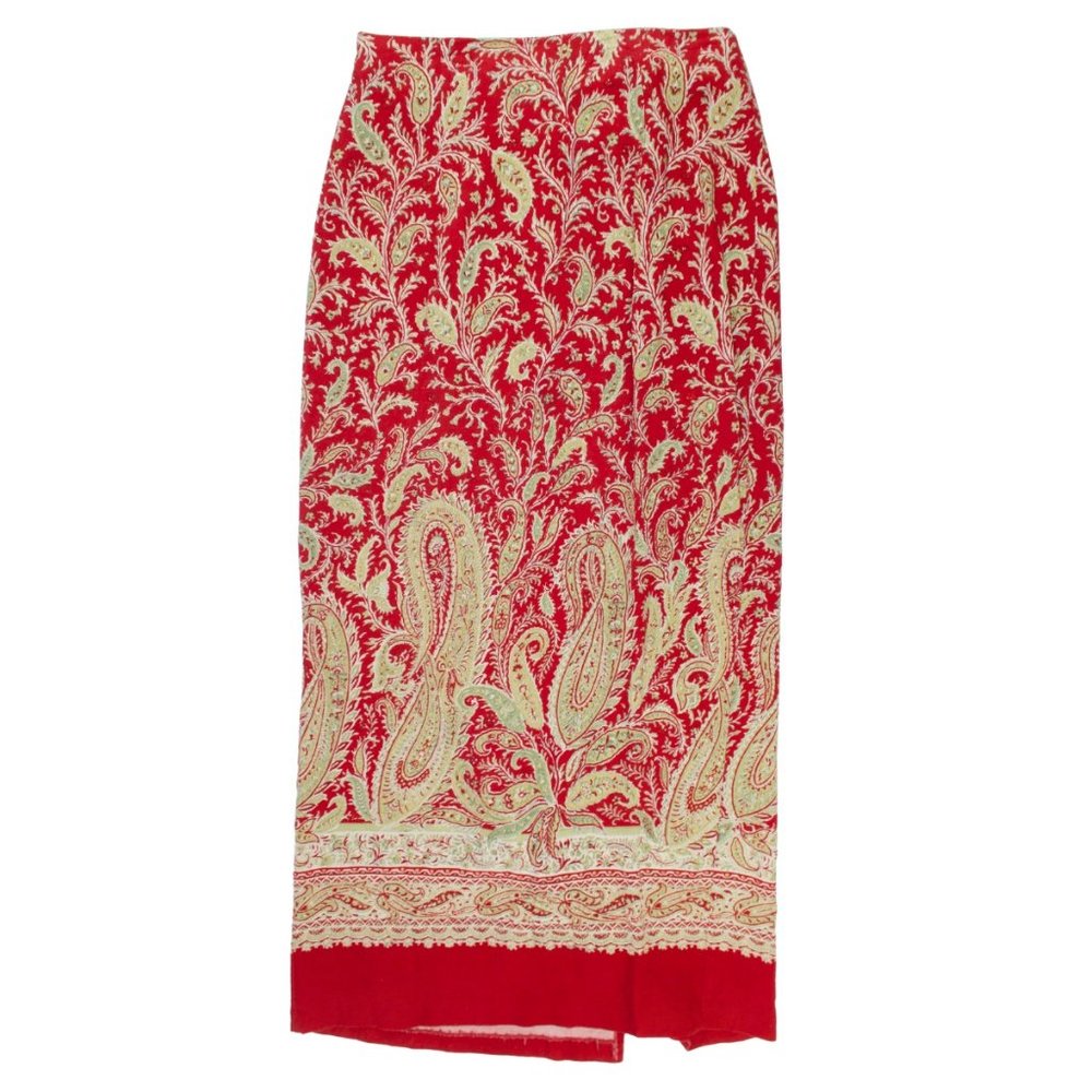Column Maxi Skirt | Red Paisley Button Down | Size 12 | Intriguing Threads